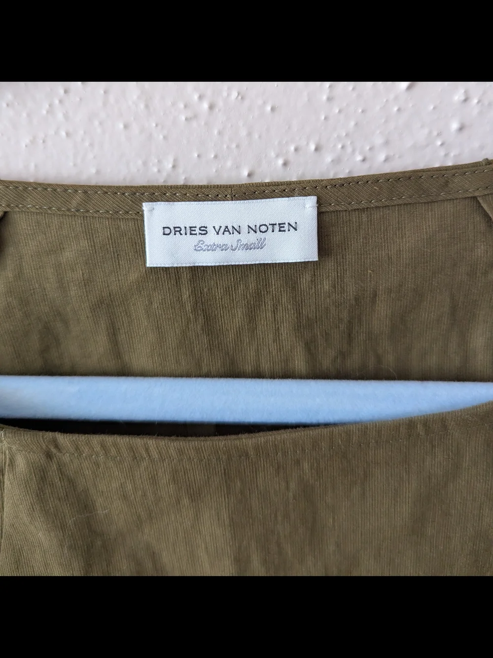 Dries Van Noten round neck linen cotton blend Summer top Olive Green XS - Picture 6 of 11